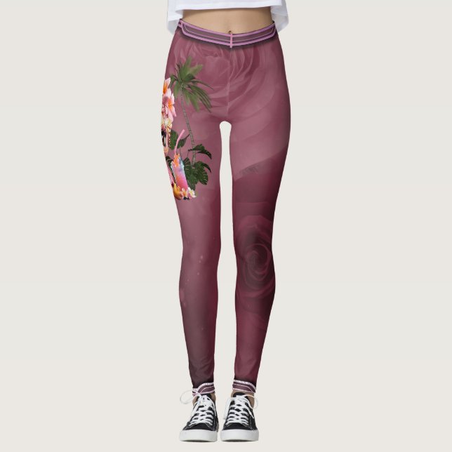 Leggings Un flamingo dulce en un paraje tropical (Anverso)