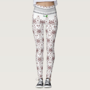 Leggings un fondo blanco con un patrón rojo