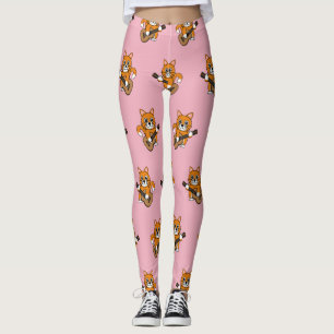 Leggings Un gato blanco Naranja lindo tocando Personalizado