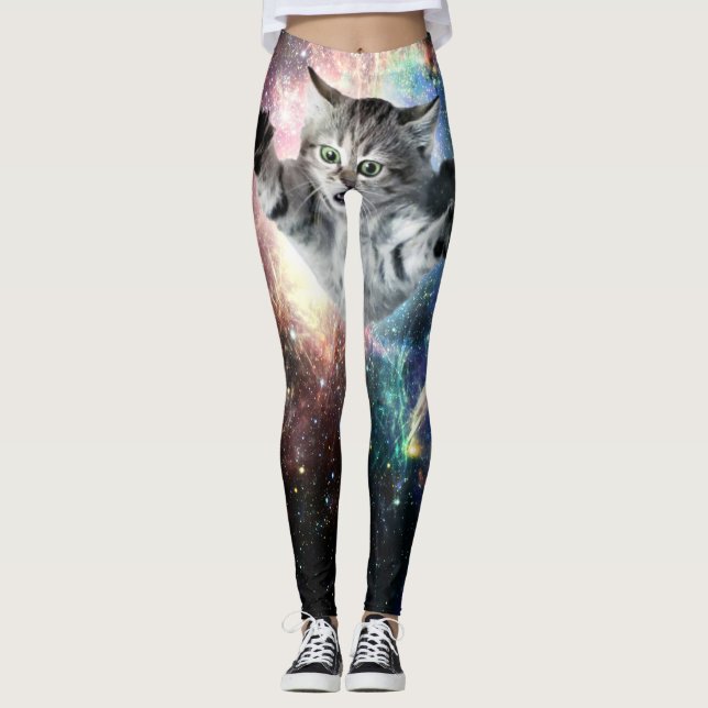 Leggings Un gato gracioso en el espacio (Anverso)