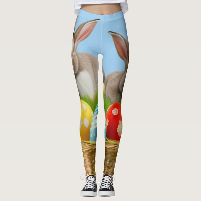 Leggings Un lindo conejo de Pascua para un ánimo positivo (Anverso)