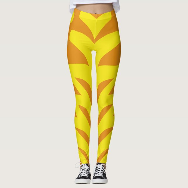 Leggings Un naranja amarillo vibrante "Ratti_Creative_Arts" (Anverso)