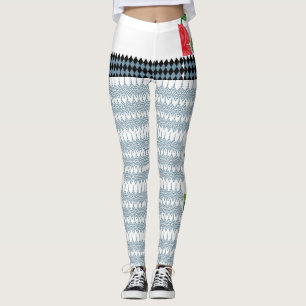 Leggings un patrón azul y blanco con fondo blanco