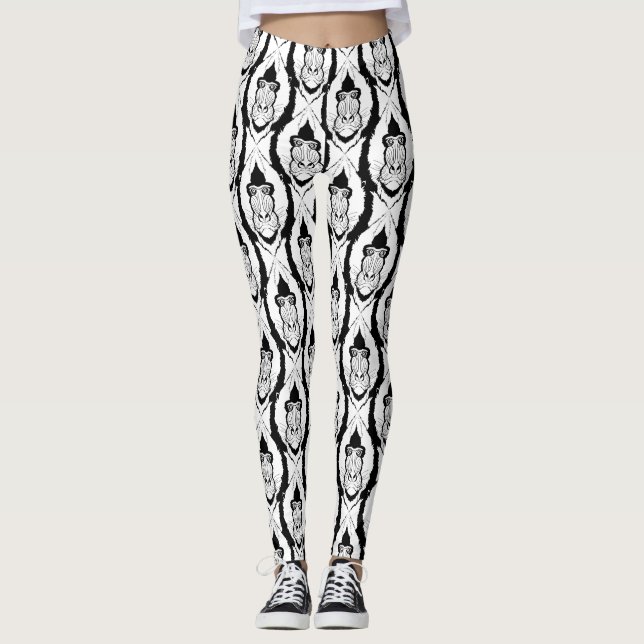 Leggings un patrón con una cabeza de mandril (Anverso)