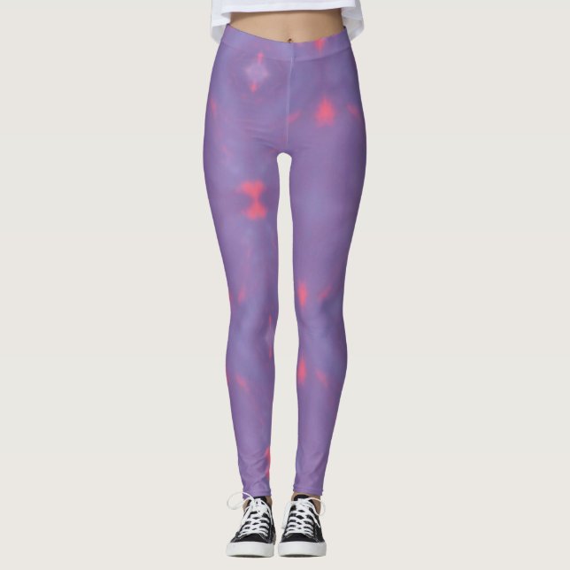 Leggings Un patrón de primavera morado y rosado (Anverso)