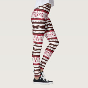Leggings un patrón rayado rojo y blanco