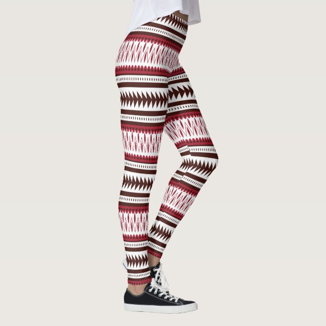Leggings un patrón rayado rojo y blanco (Derecha)