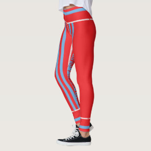 Leggings Un patrón rojo y azul colorido rodeado de un blu