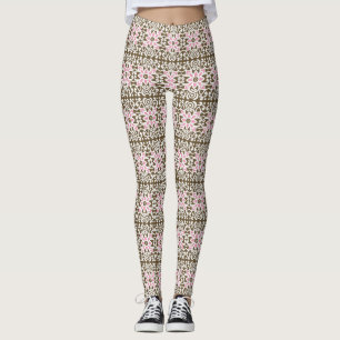Leggings un patrón rosa y marrón sobre un fondo blanco