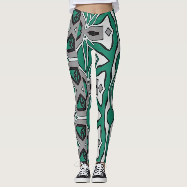 Leggings Un verde abstracto vibrante "Ratti_Creative_Arts" (Anverso)