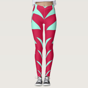 Leggings Un verde azulado vibrante y rojo "Ratti_Creative_A