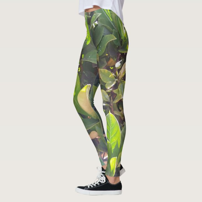 Leggings Un verde divertido deja a la naturaleza imprimir l (Izquierda)