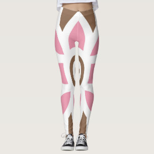 Leggings una flor rosa de fondo marrón