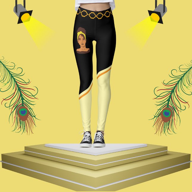 Leggings Una mujer africana linda negra y beige a rayas est (Subido por el creador)