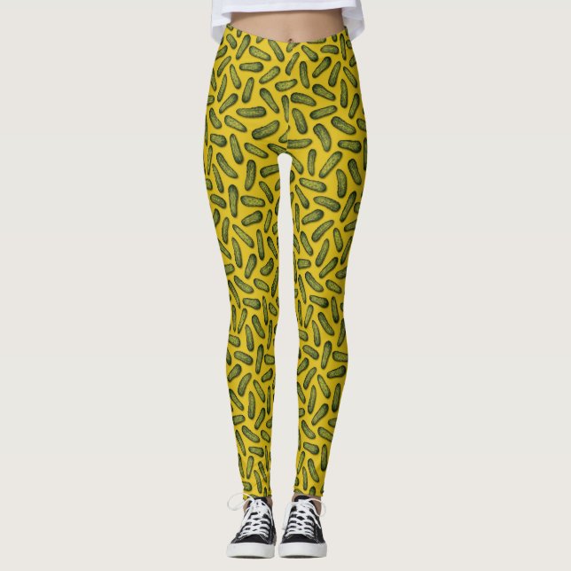 Leggings Una Plétora De Pickles - Gherkins Verde Y Amarillo (Anverso)