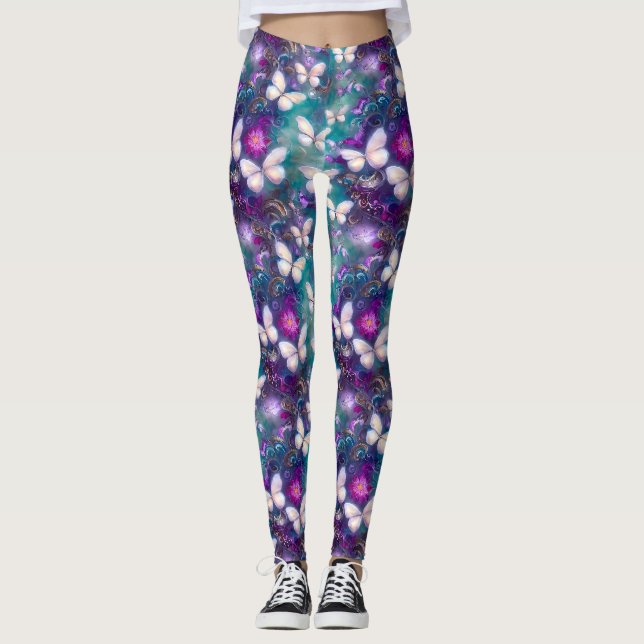 Leggings Una serie de mariposas místicas Diseño 1 (Anverso)