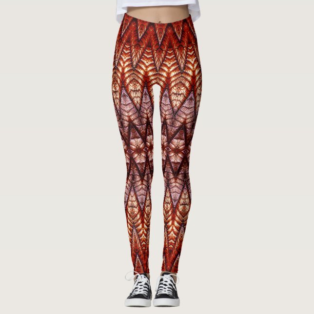 Leggings Una textura de chevron roja "Ratti_Creative_Arts" (Anverso)