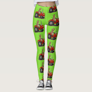 Leggings Una vaca feliz y linda conduciendo a un personaliz