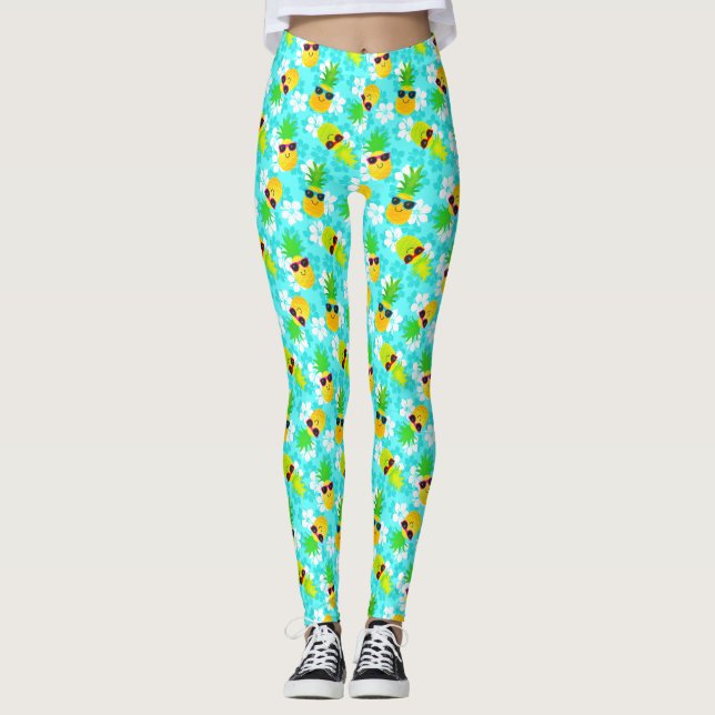 Leggings Unas piñas tropicales de verano divertidas (Anverso)