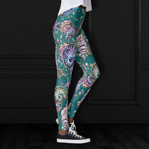Leggings Underwater Verde azulada Luxe   Caminatas de Oro P