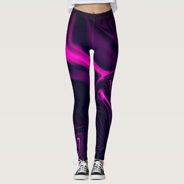 Leggings Undulaciones o humo blanco rosado sobre rosa profu (Anverso)