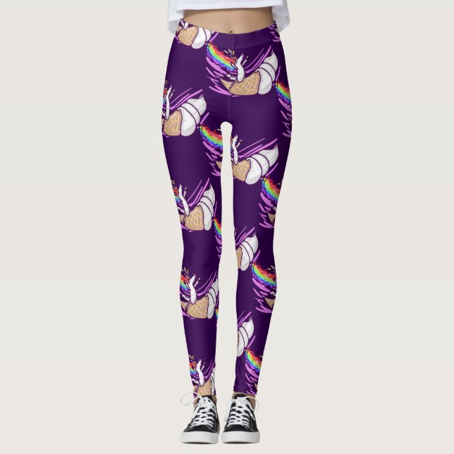Leggings Unicorn Rainbow Riding Ice Cream Cone (Anverso)