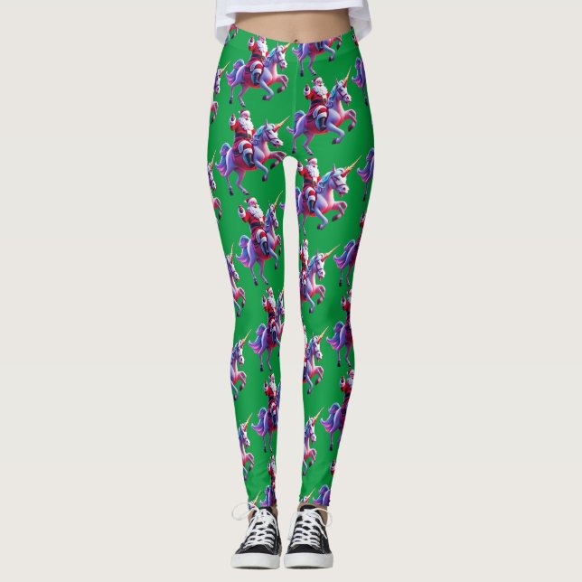 Leggings Unicorn Riding Santa (Anverso)