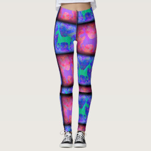 Leggings Unicornio azul y rosa verifica patrón de arte épic