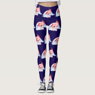 Leggings Unicornio de acuarela roja