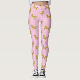 Leggings Unicornio, Purpurina rosa y dorado