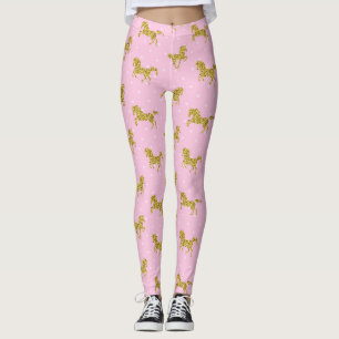Leggings Unicornio, Purpurina rosa y dorado
