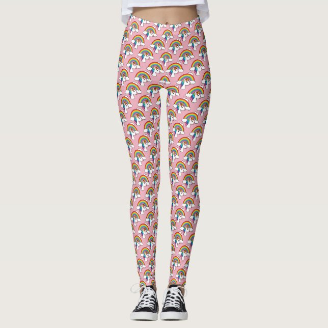 Leggings Unicornio y arcoiris con nubes kawaii (Anverso)