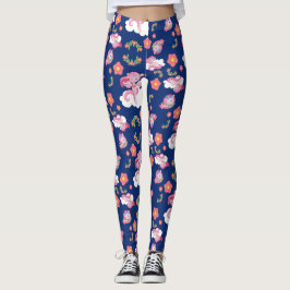 Leggings Unicornios rosados y patrones florales