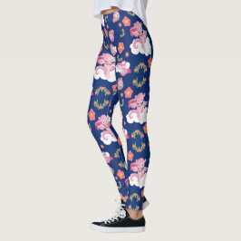 Leggings Unicornios rosados y patrones florales