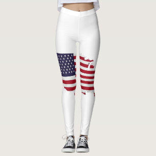 Leggings United States Map Filled with American Flag