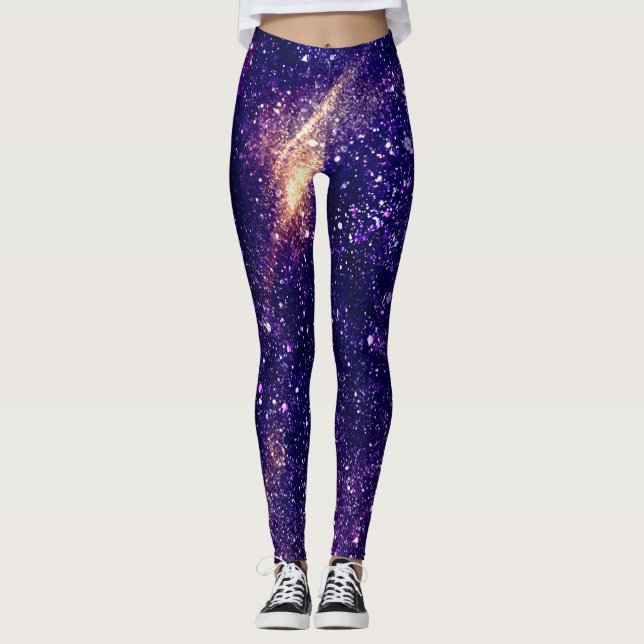 Leggings Universo de galaxia abstracta púrpura violeta (Anverso)