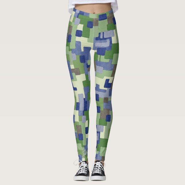 Leggings Urban Camo Greens Browns Patrón digital (Anverso)