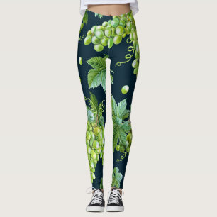Leggings Uva verde: Patrón oscuro de acuarela