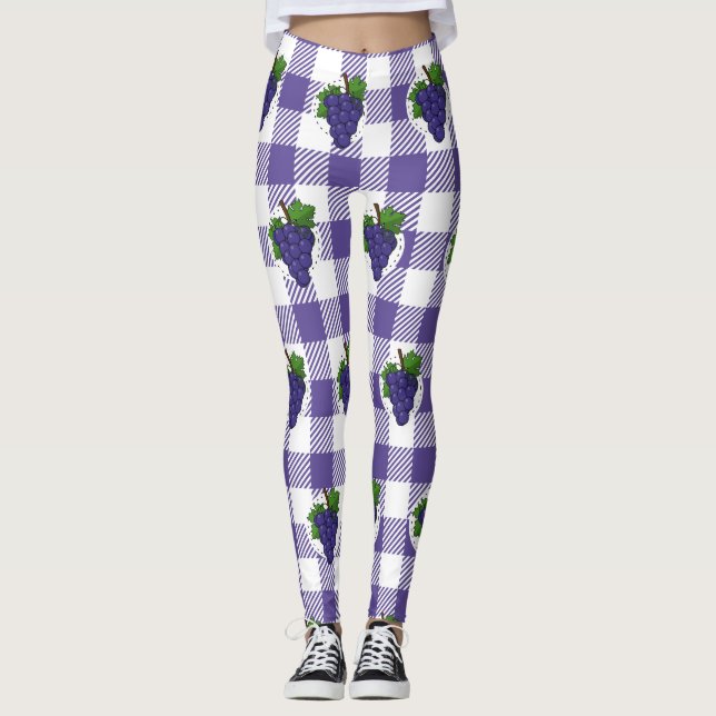 Leggings Uvas sobre la pasta de violeta blanca (Anverso)