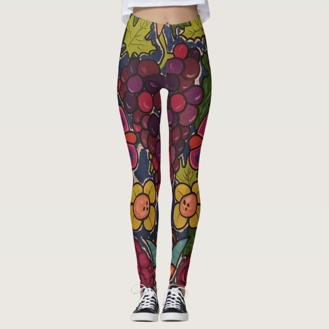 Leggings Uvas y flores (Anverso)