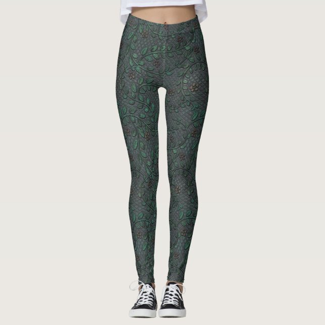 Leggings V floral metalizado (Anverso)
