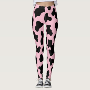 Leggings Vaca de cuero impresa Black & Pink 