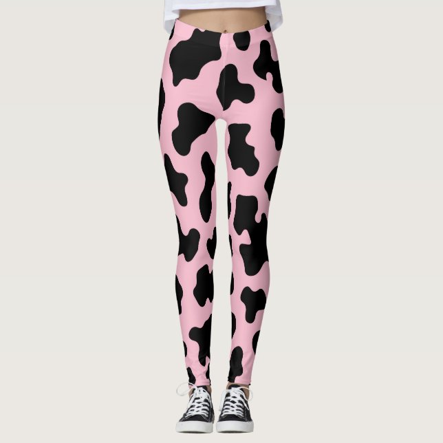 Leggings Vaca de cuero impresa Black & Pink  (Anverso)