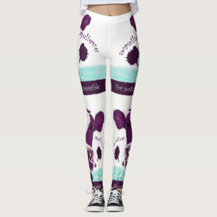 Leggings Vaca púrpura que comtempla muy posiblemente vuelo