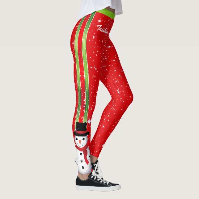 Leggings Vacaciones de Navidades de Snowman con tu nombre (Derecha)