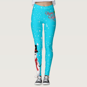 Leggings Vacaciones felices de Snowman escarpadas de nuevo