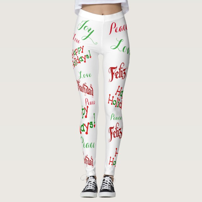 Leggings Vacaciones Feliz Navidad Imprimir mujeres legginas (Anverso)