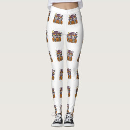 Leggings Vacas esqueleto espeluznantes y lindas con calabaz