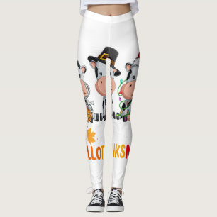Leggings Vacas Feliz Camisa Hallothanksmas, Halloween Thank