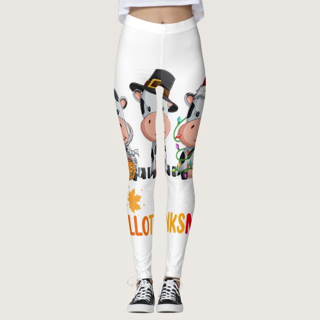 Leggings Vacas Feliz Camisa Hallothanksmas, Halloween Thank (Anverso)